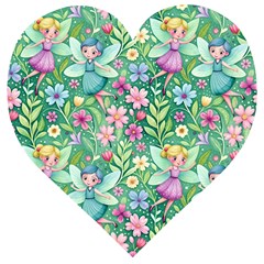 Fairies Fantasy Background Wallpaper Design Flowers Nature Colorful Wooden Puzzle Heart by Maspions