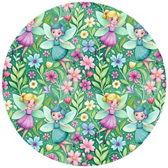 Fairies Fantasy Background Wallpaper Design Flowers Nature Colorful Wooden Puzzle Round