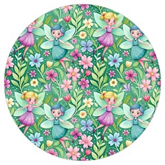 Fairies Fantasy Background Wallpaper Design Flowers Nature Colorful Round Trivet