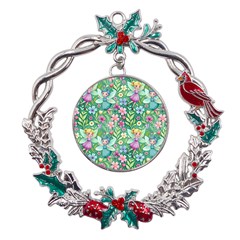 Fairies Fantasy Background Wallpaper Design Flowers Nature Colorful Metal X mas Wreath Holly Leaf Ornament