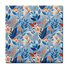 Berries Foliage Seasons Branches Seamless Background Nature Tile Coaster