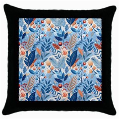 Berries Foliage Seasons Branches Seamless Background Nature Throw Pillow Case (black)