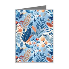 Berries Foliage Seasons Branches Seamless Background Nature Mini Greeting Card