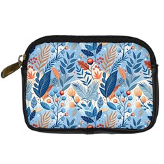 Berries Foliage Seasons Branches Seamless Background Nature Digital Camera Leather Case