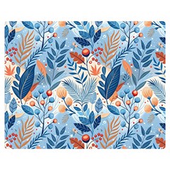 Berries Foliage Seasons Branches Seamless Background Nature Two Sides Premium Plush Fleece Blanket (teen Size)