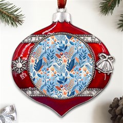 Berries Foliage Seasons Branches Seamless Background Nature Metal Snowflake And Bell Red Ornament