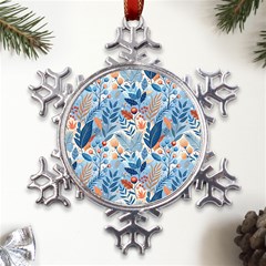 Berries Foliage Seasons Branches Seamless Background Nature Metal Large Snowflake Ornament by Maspions