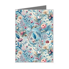 Floral Background Wallpaper Flowers Bouquet Leaves Herbarium Seamless Flora Bloom Mini Greeting Card by Maspions