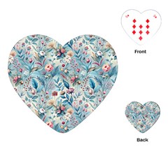 Floral Background Wallpaper Flowers Bouquet Leaves Herbarium Seamless Flora Bloom Playing Cards Single Design (heart)