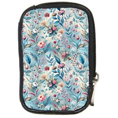 Floral Background Wallpaper Flowers Bouquet Leaves Herbarium Seamless Flora Bloom Compact Camera Leather Case