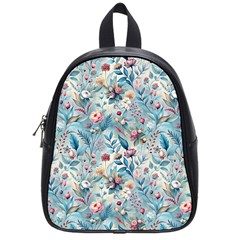 Floral Background Wallpaper Flowers Bouquet Leaves Herbarium Seamless Flora Bloom School Bag (small) by Maspions