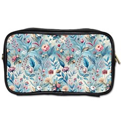 Floral Background Wallpaper Flowers Bouquet Leaves Herbarium Seamless Flora Bloom Toiletries Bag (two Sides)