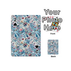 Floral Background Wallpaper Flowers Bouquet Leaves Herbarium Seamless Flora Bloom Playing Cards 54 Designs (mini)