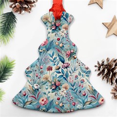 Floral Background Wallpaper Flowers Bouquet Leaves Herbarium Seamless Flora Bloom Ornament (christmas Tree) 