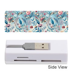 Floral Background Wallpaper Flowers Bouquet Leaves Herbarium Seamless Flora Bloom Memory Card Reader (stick)