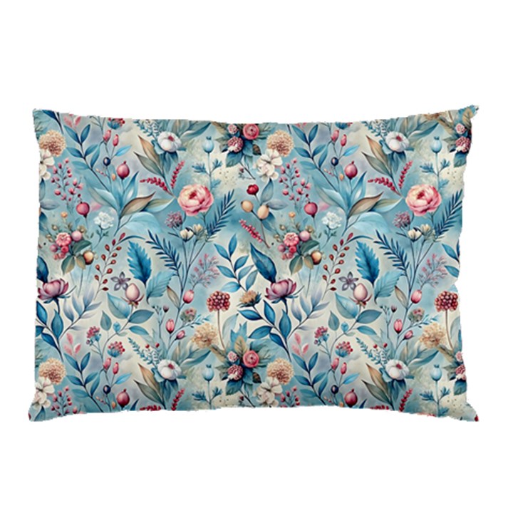 Floral Background Wallpaper Flowers Bouquet Leaves Herbarium Seamless Flora Bloom Pillow Case (Two Sides)