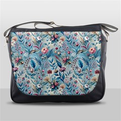 Floral Background Wallpaper Flowers Bouquet Leaves Herbarium Seamless Flora Bloom Messenger Bag