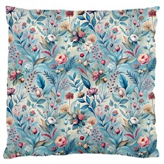 Floral Background Wallpaper Flowers Bouquet Leaves Herbarium Seamless Flora Bloom Large Cushion Case (two Sides)