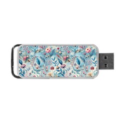 Floral Background Wallpaper Flowers Bouquet Leaves Herbarium Seamless Flora Bloom Portable Usb Flash (one Side)