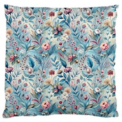 Floral Background Wallpaper Flowers Bouquet Leaves Herbarium Seamless Flora Bloom Large Premium Plush Fleece Cushion Case (two Sides)