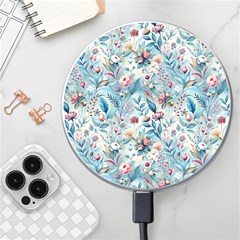 Floral Background Wallpaper Flowers Bouquet Leaves Herbarium Seamless Flora Bloom Wireless Fast Charger(white)