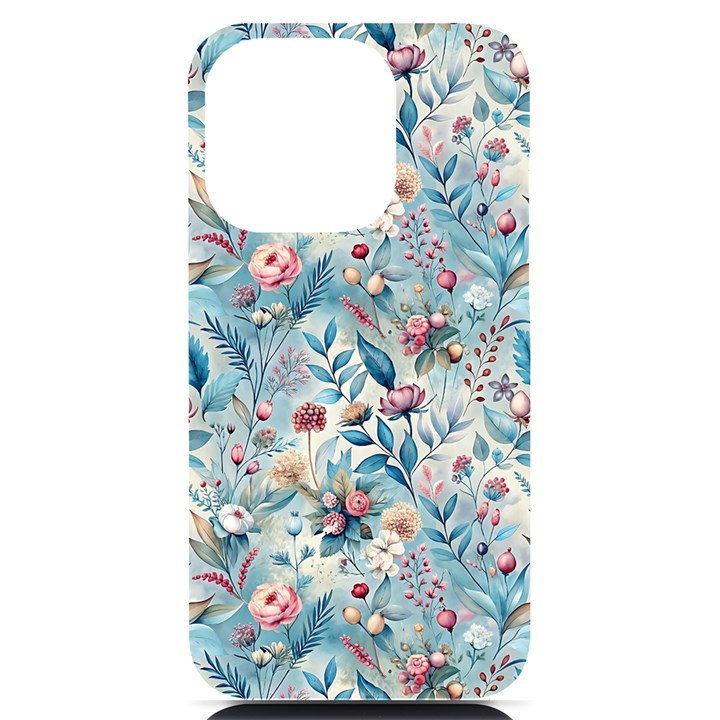 Floral Background Wallpaper Flowers Bouquet Leaves Herbarium Seamless Flora Bloom iPhone 14 Pro Black UV Print Case