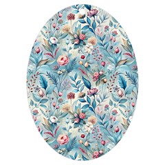 Floral Background Wallpaper Flowers Bouquet Leaves Herbarium Seamless Flora Bloom Uv Print Acrylic Ornament Oval by Maspions