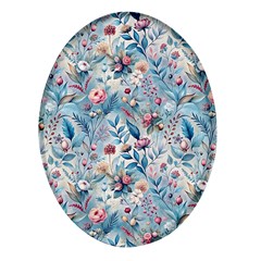 Floral Background Wallpaper Flowers Bouquet Leaves Herbarium Seamless Flora Bloom Oval Glass Fridge Magnet (4 Pack) by Maspions