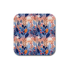 Seasons Foliage Branches Berries Seamless Background Texture Nature Rubber Square Coaster (4 Pack)