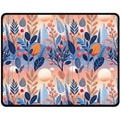 Seasons Foliage Branches Berries Seamless Background Texture Nature Two Sides Fleece Blanket (medium)