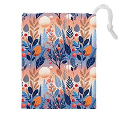 Seasons Foliage Branches Berries Seamless Background Texture Nature Drawstring Pouch (5xl)