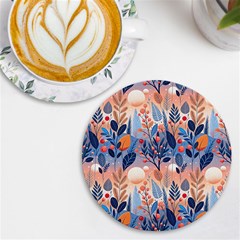 Seasons Foliage Branches Berries Seamless Background Texture Nature Uv Print Round Tile Coaster