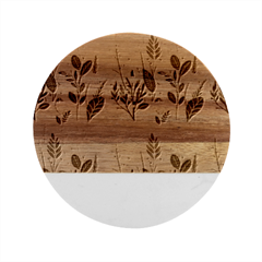 Seasons Foliage Branches Berries Seamless Background Texture Nature Marble Wood Coaster (round) by Maspions