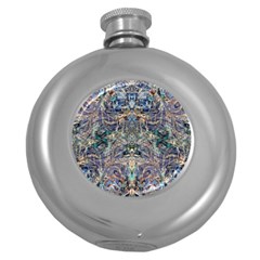 Alfabeto Round Hip Flask (5 Oz) by kaleidomarblingart