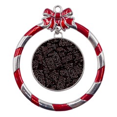 Fusionvibrance Abstract Design Metal Red Ribbon Round Ornament