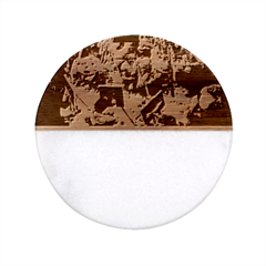 Yb 2vvvvv Zazzle - Digital Postcard - Front Classic Marble Wood Coaster (round) 