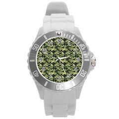 Camouflage Pattern Round Plastic Sport Watch (l) by goljakoff