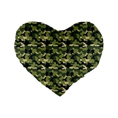 Camouflage Pattern Standard 16  Premium Flano Heart Shape Cushions by goljakoff