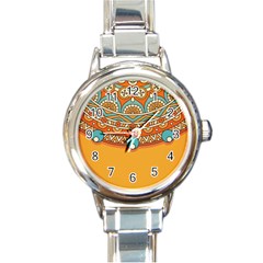 Mandala Orange Round Italian Charm Watch by goljakoff