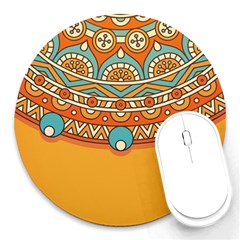 Mandala Orange Round Mousepad by goljakoff