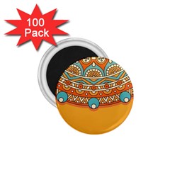 Mandala Orange 1 75  Magnets (100 Pack)  by goljakoff