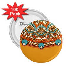 Mandala Orange 2 25  Buttons (100 Pack)  by goljakoff