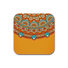 Mandala Orange Rubber Square Coaster (4 Pack) by goljakoff