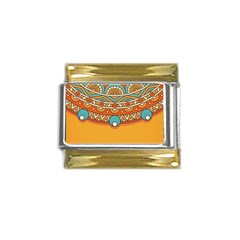 Mandala Orange Gold Trim Italian Charm (9mm) by goljakoff