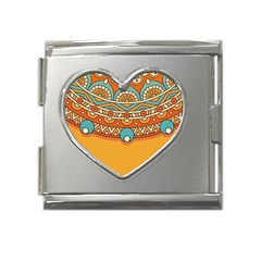 Mandala Orange Mega Link Heart Italian Charm (18mm) by goljakoff