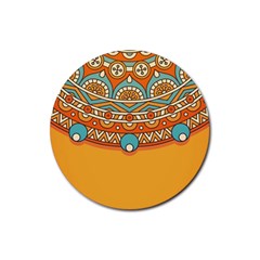 Mandala Orange Rubber Coaster (round) by goljakoff