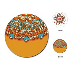 Mandala Orange Playing Cards Single Design (round)