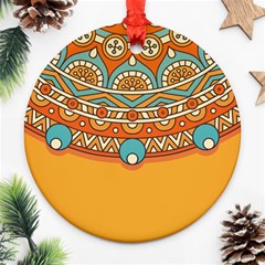 Mandala Orange Round Ornament (two Sides)