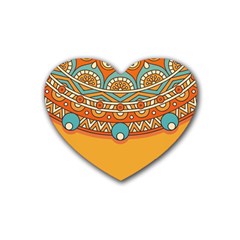 Mandala Orange Rubber Coaster (heart) by goljakoff