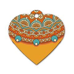 Mandala Orange Dog Tag Heart (two Sides) by goljakoff